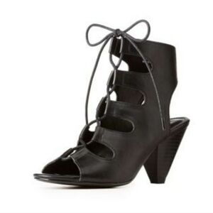 Elegant Black Lace-Up Heels